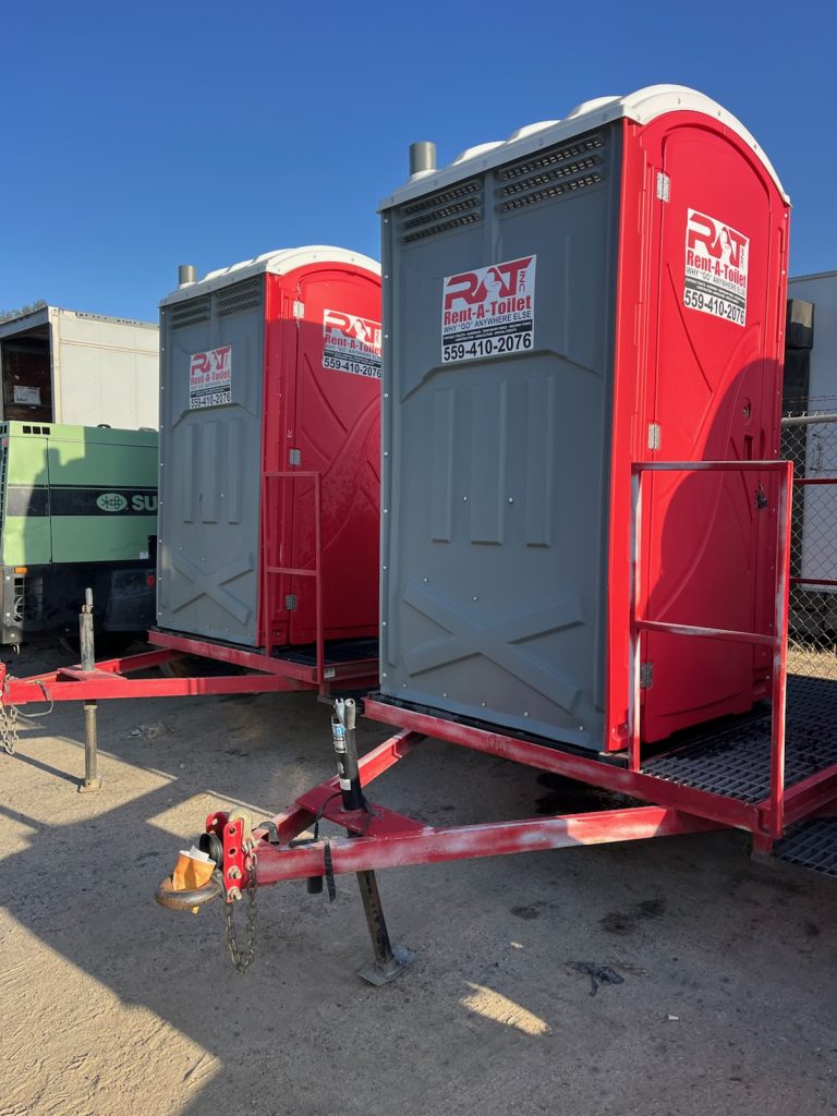 Clean blue portable toilet unit for reliable temporary sanitation in Lodi, CA.
